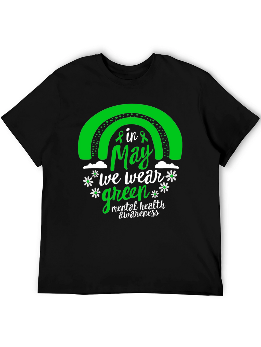 Mental Health Awareness Green Rainbow T-Shirt