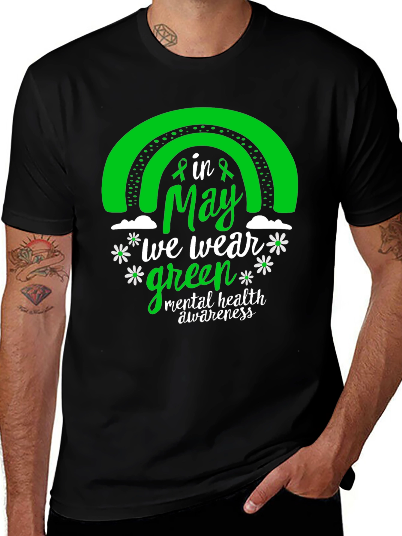 Mental Health Awareness Green Rainbow T-Shirt