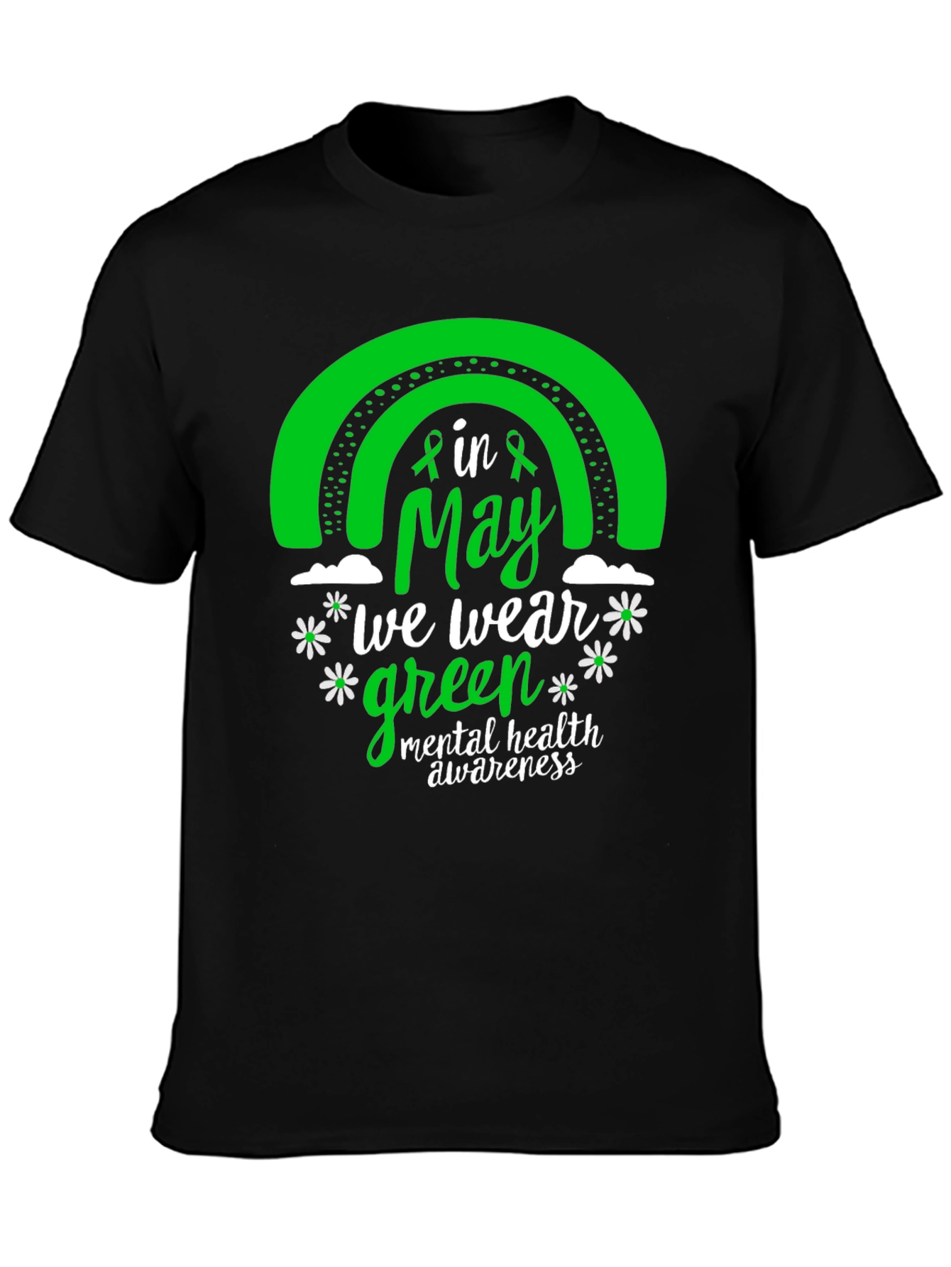 Mental Health Awareness Green Rainbow T-Shirt