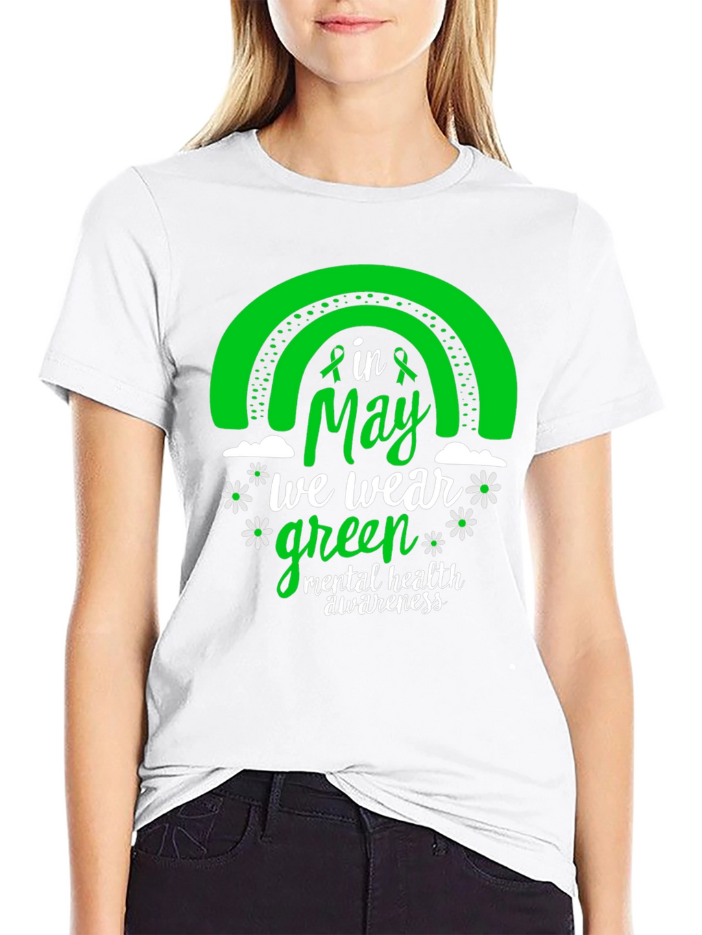 Mental Health Awareness Green Rainbow T-Shirt