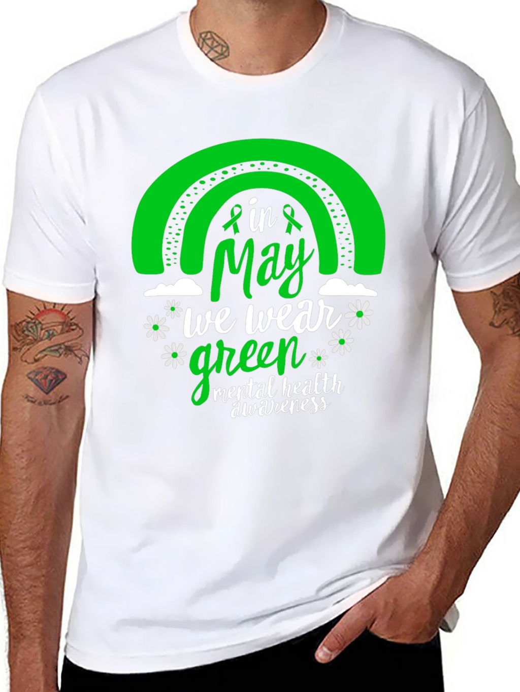 Mental Health Awareness Green Rainbow T-Shirt