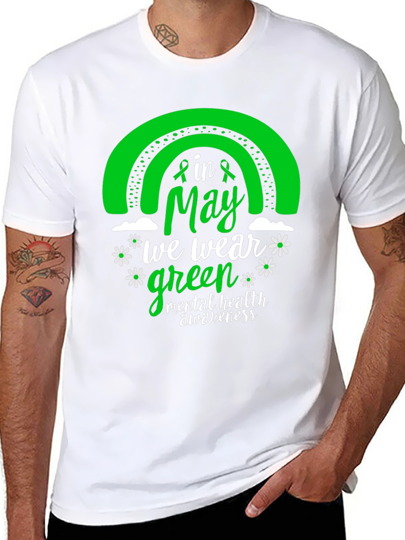 Mental Health Awareness Green Rainbow T-Shirt