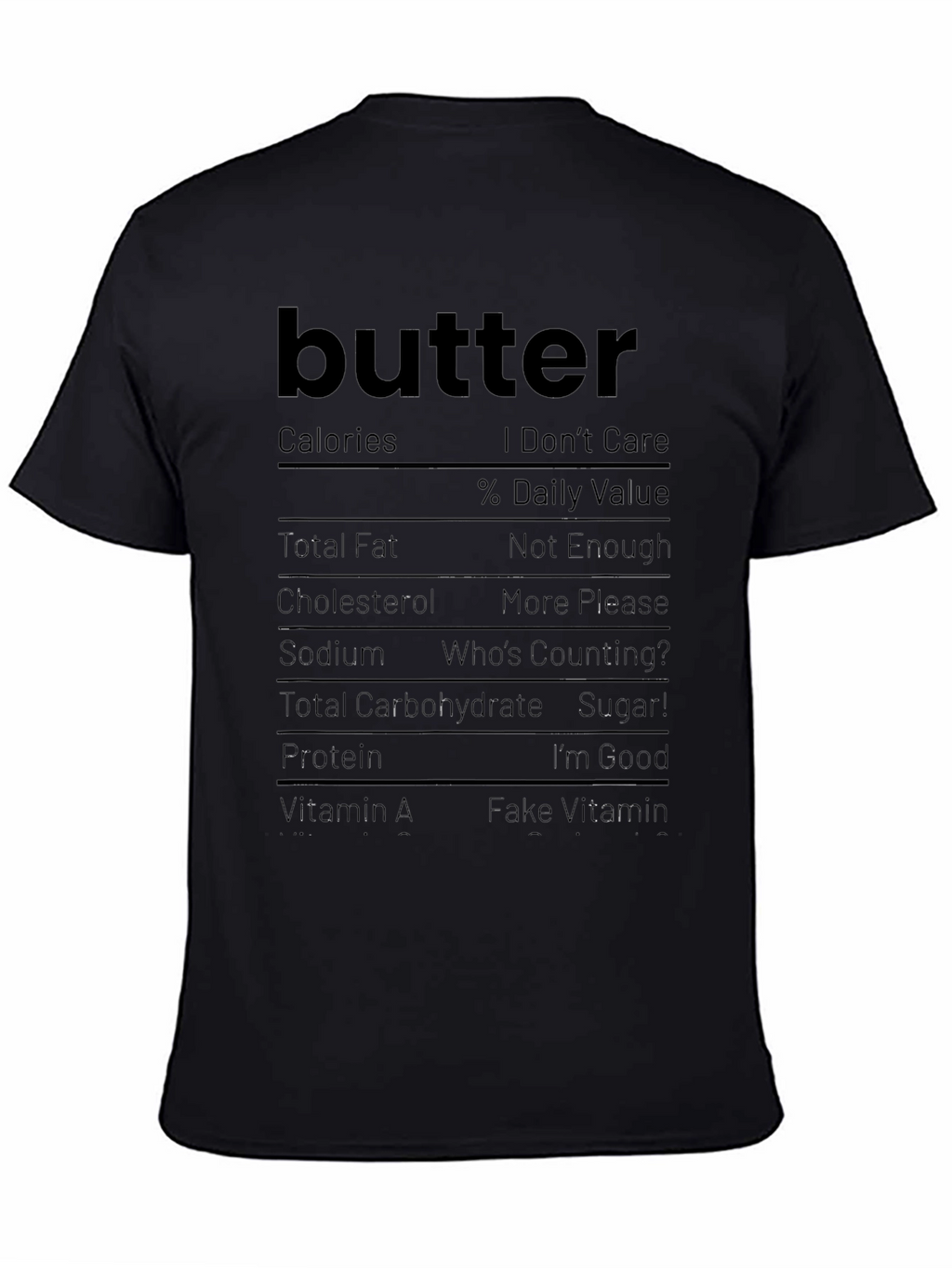Butter Nutrition Facts Funny Graphic Tee