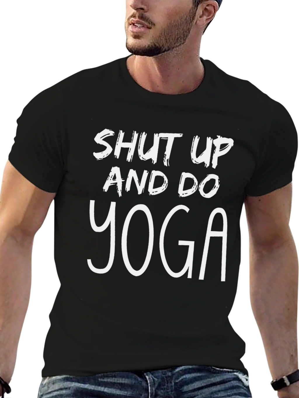 Shut Up and Do Yoga Graphic T-Shirt - Black