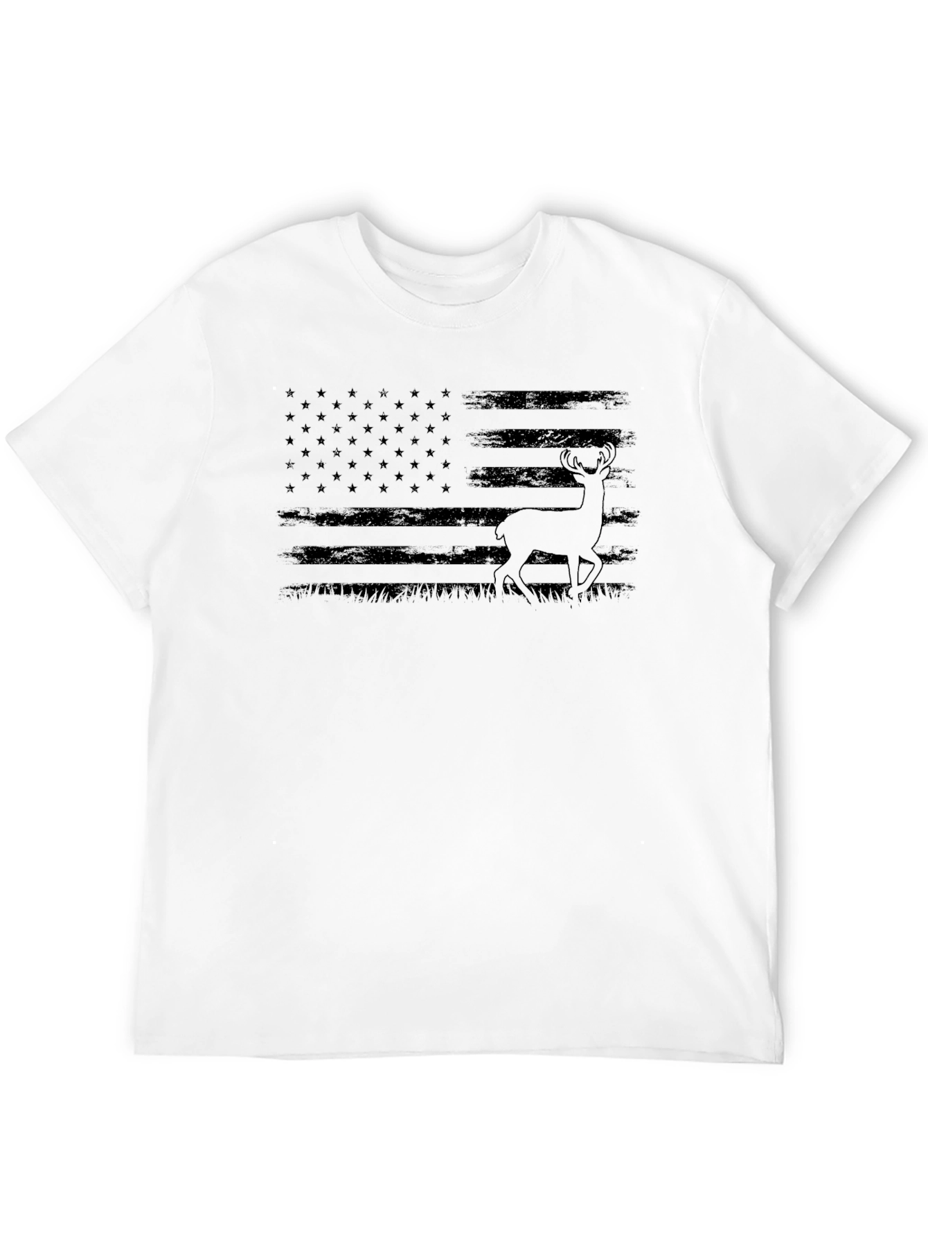 American Flag Deer Black T-Shirt