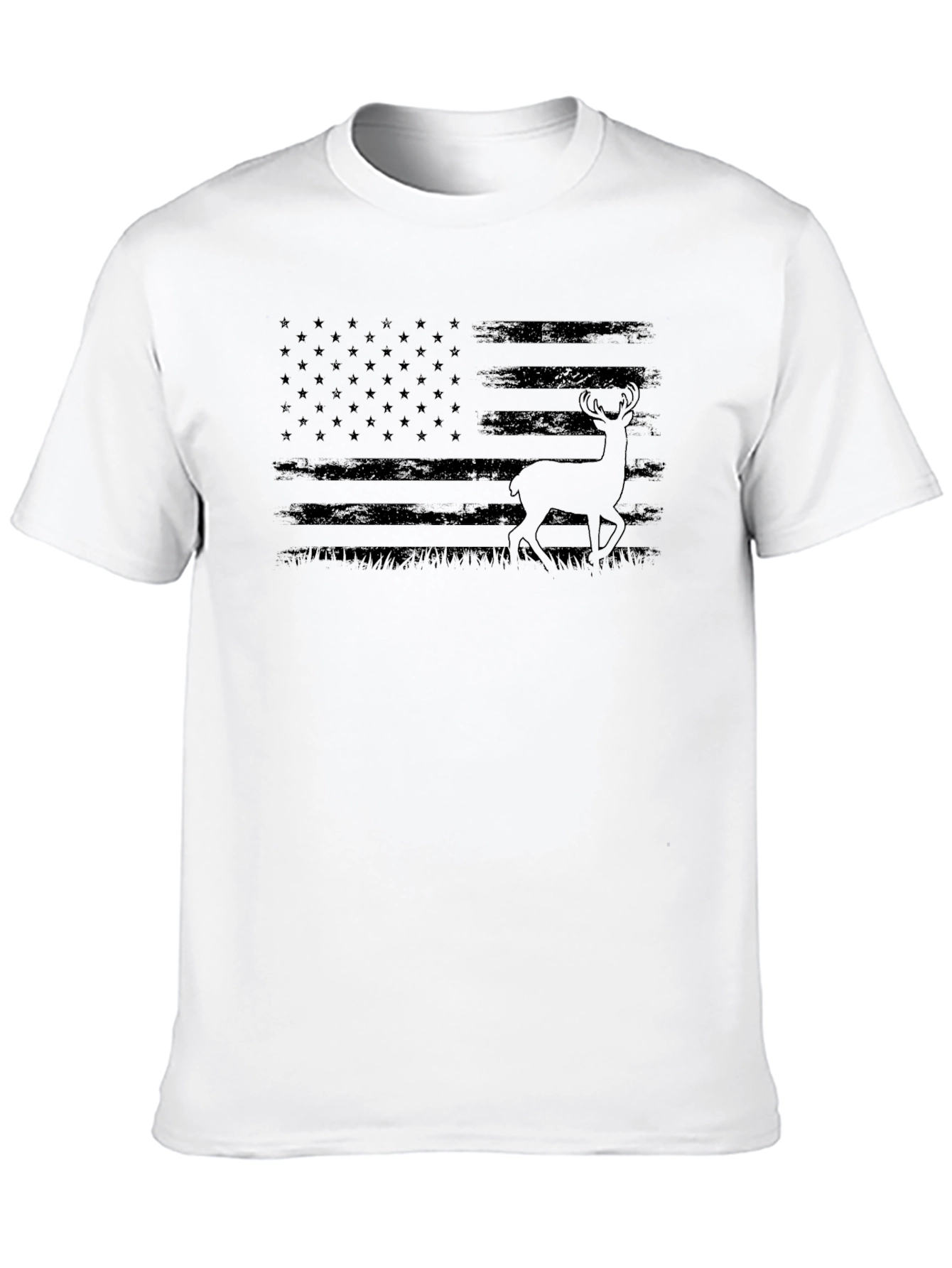 American Flag Deer Black T-Shirt