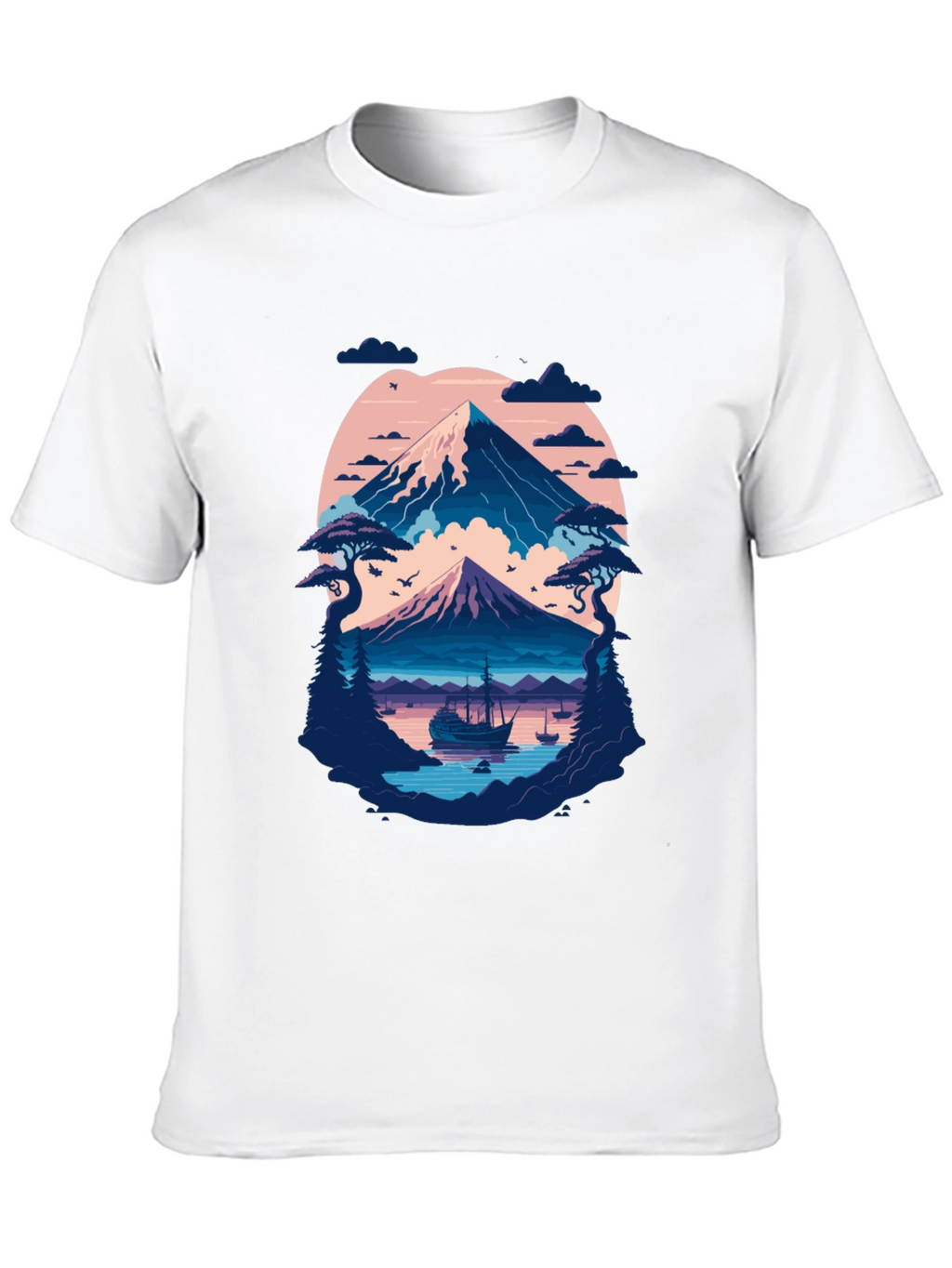 Mountain Lake Graphic Tee - Black Cotton