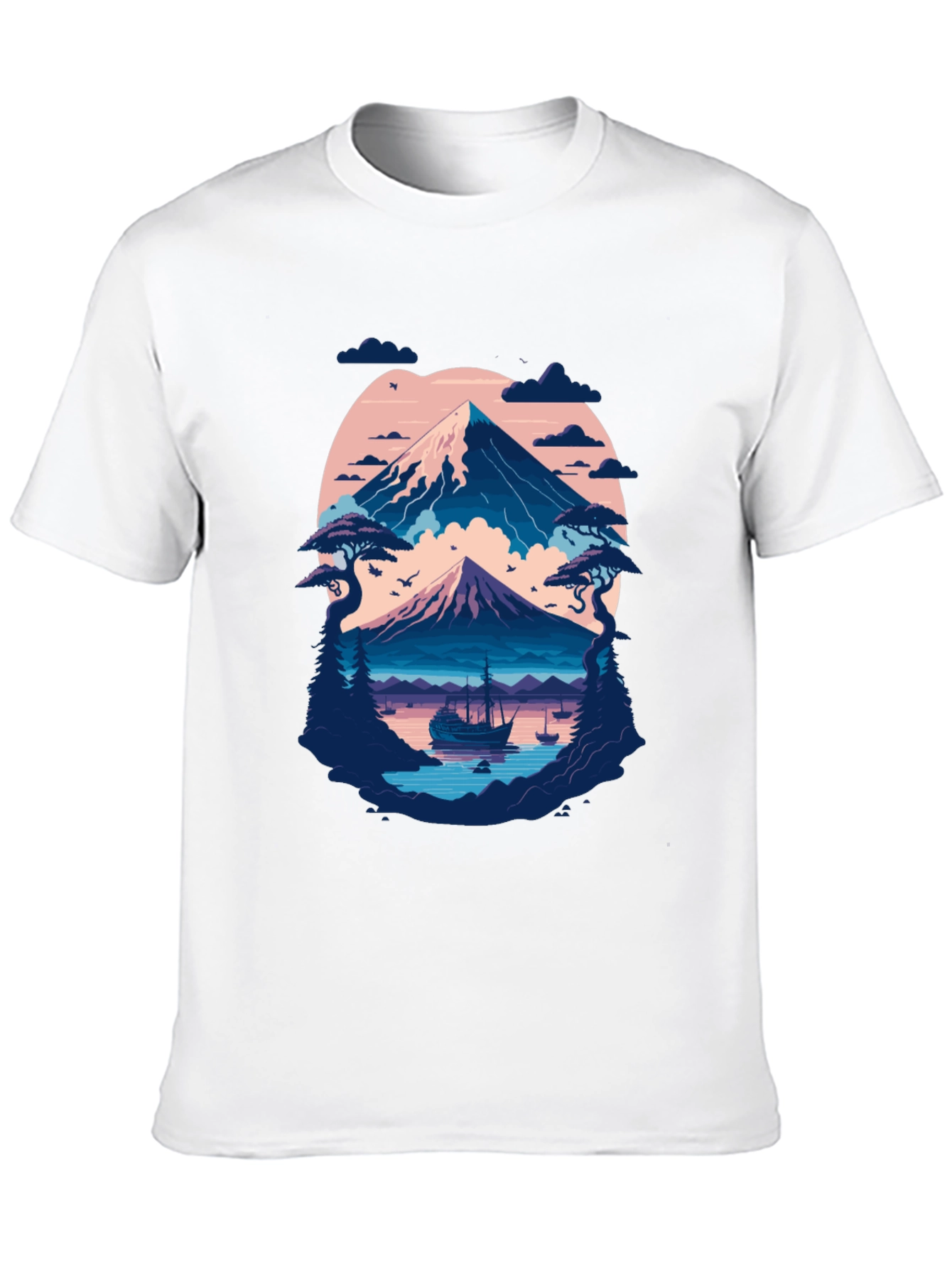 Mountain Lake Graphic Tee - Black Cotton