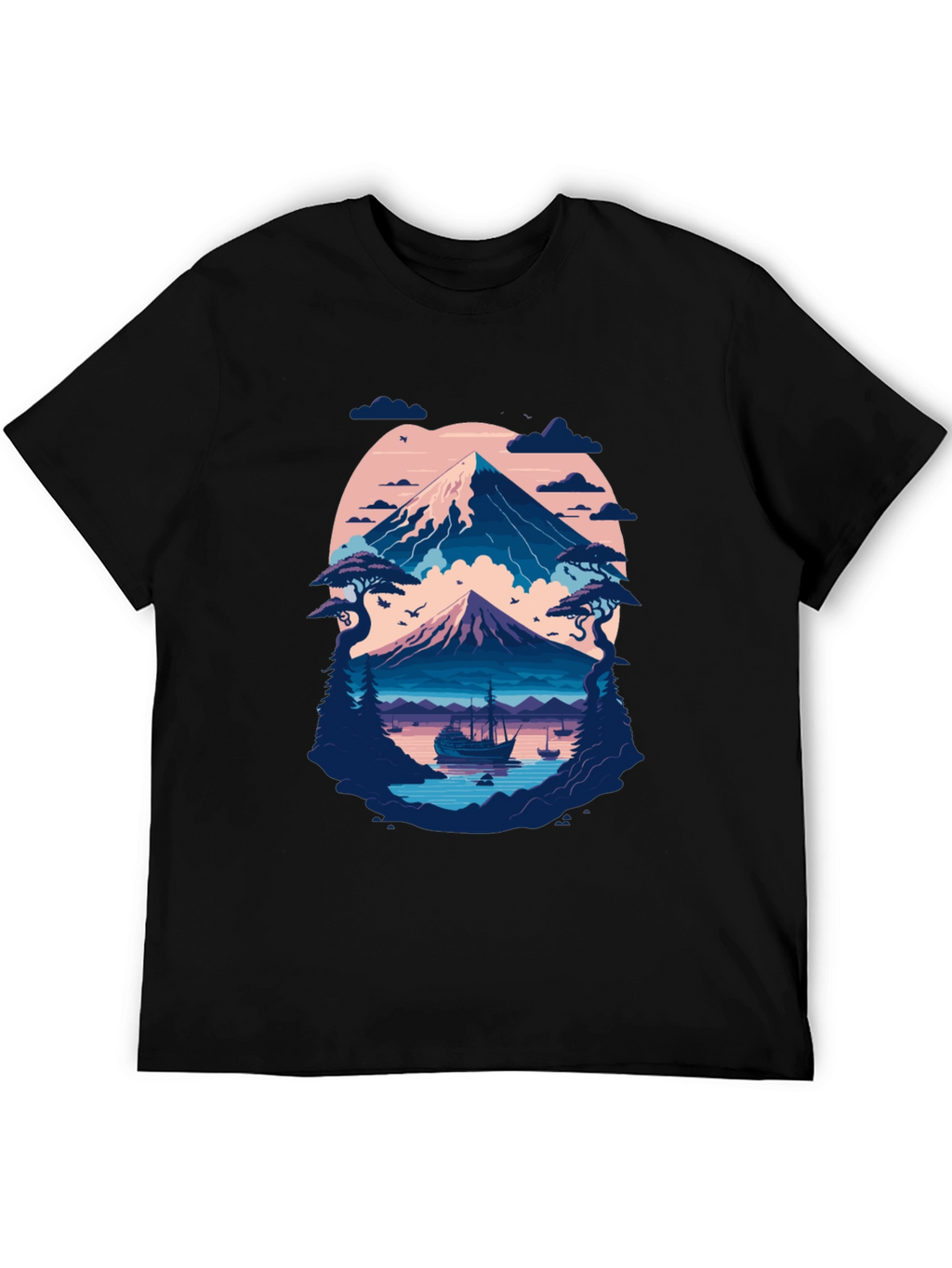 Mountain Lake Graphic Tee - Black Cotton