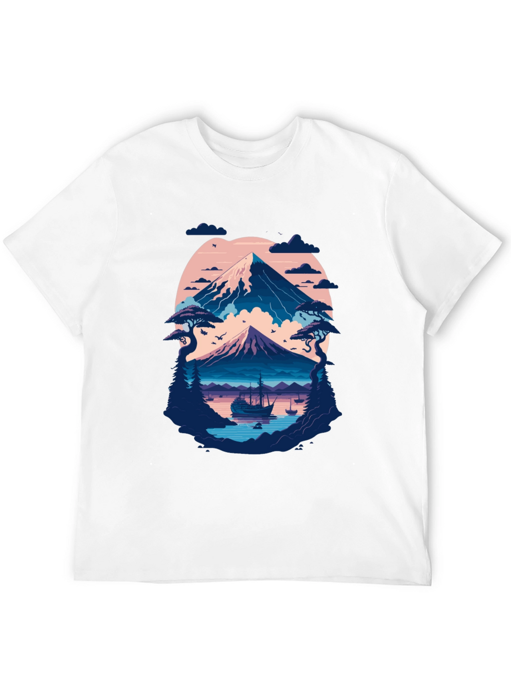 Mountain Lake Graphic Tee - Black Cotton