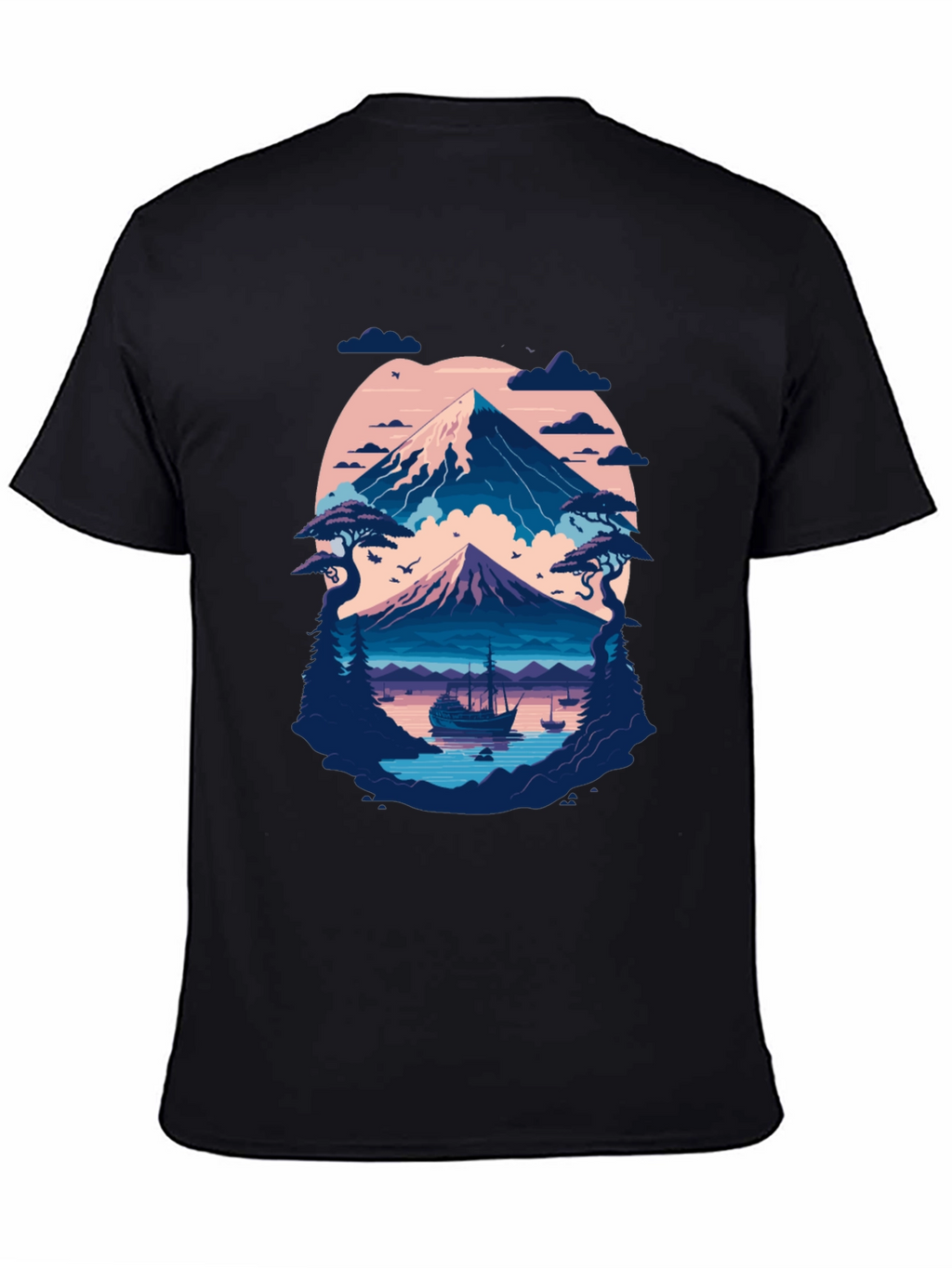Mountain Lake Graphic Tee - Black Cotton