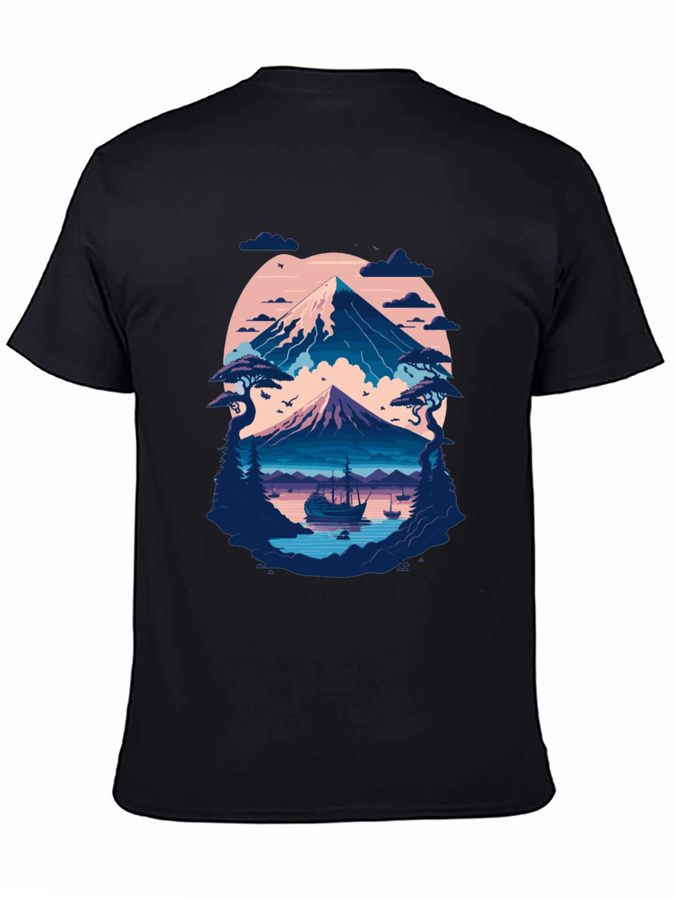 Mountain Lake Graphic Tee - Black Cotton