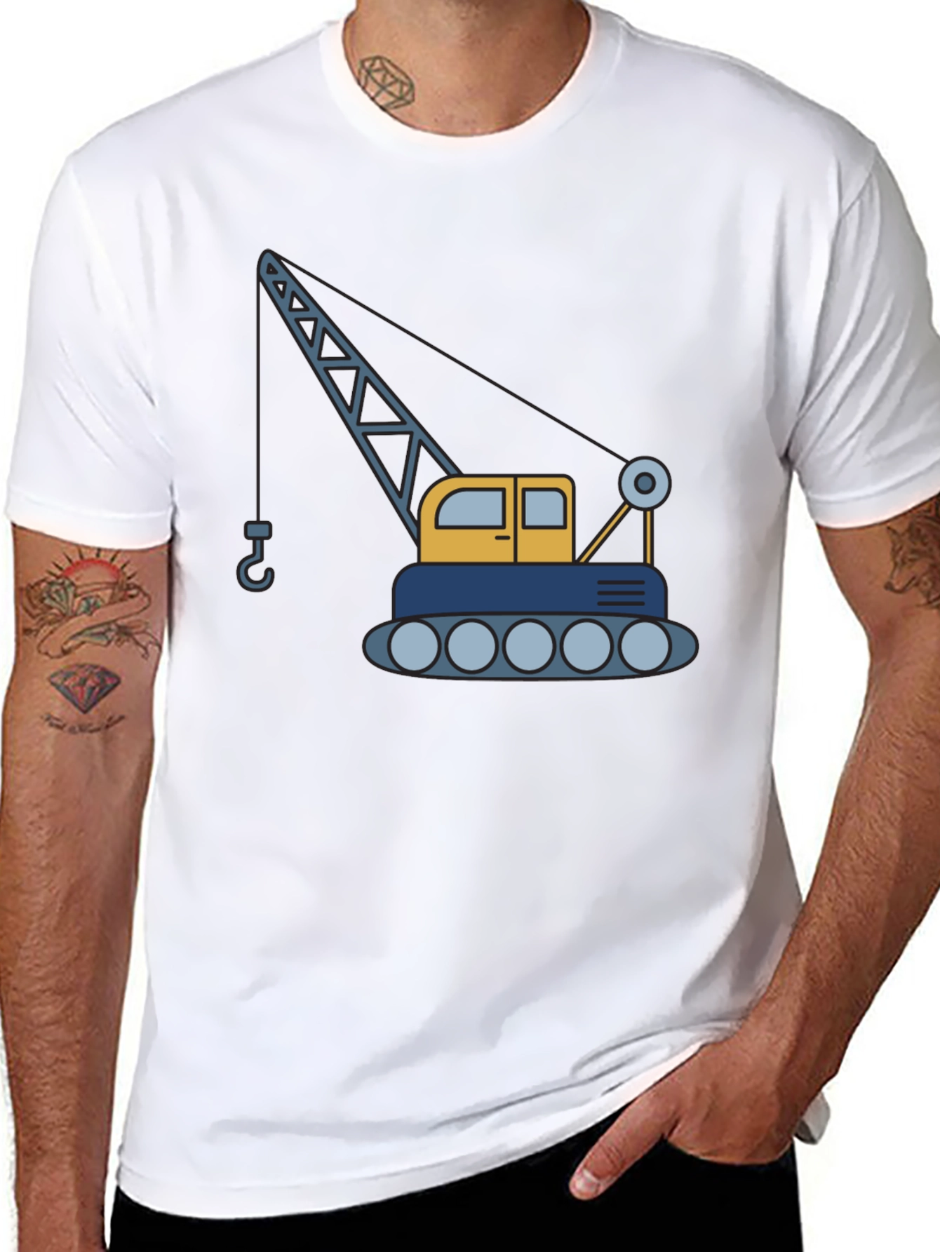 Crane Graphic T-Shirt - Construction Vehicle Tee