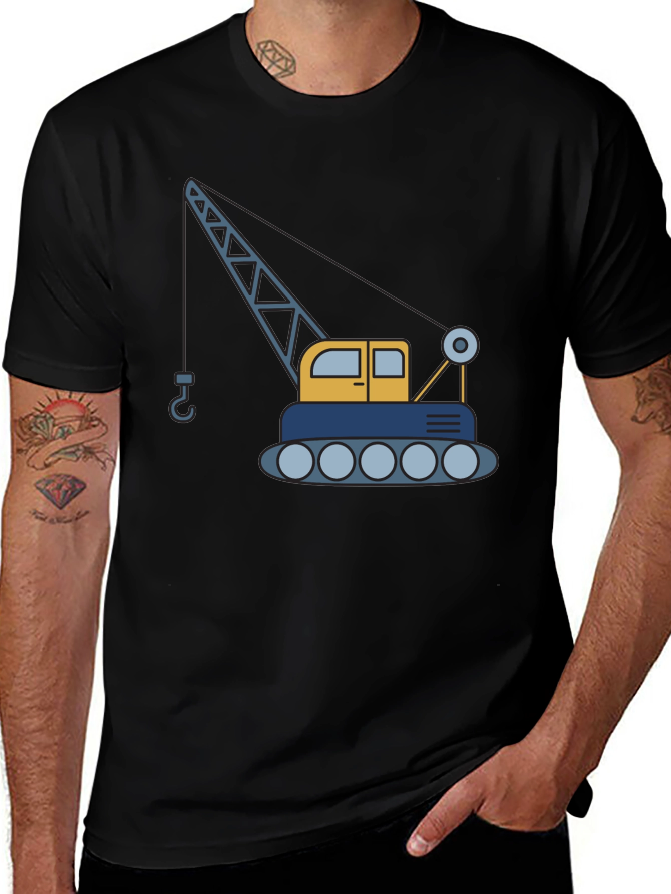 Crane Graphic T-Shirt - Construction Vehicle Tee