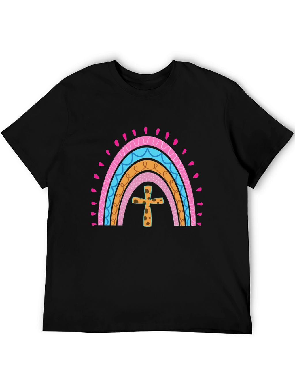 Rainbow Cross Graphic Tee - Stylish Christian Apparel