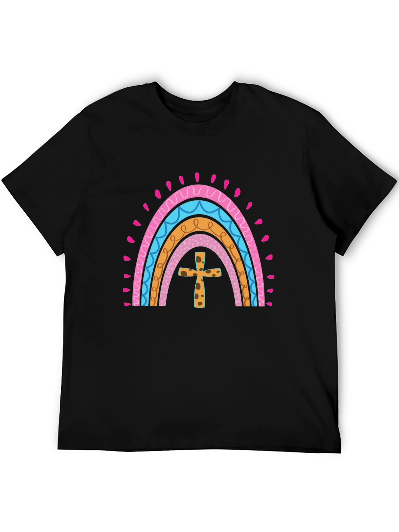 Rainbow Cross Graphic Tee - Stylish Christian Apparel