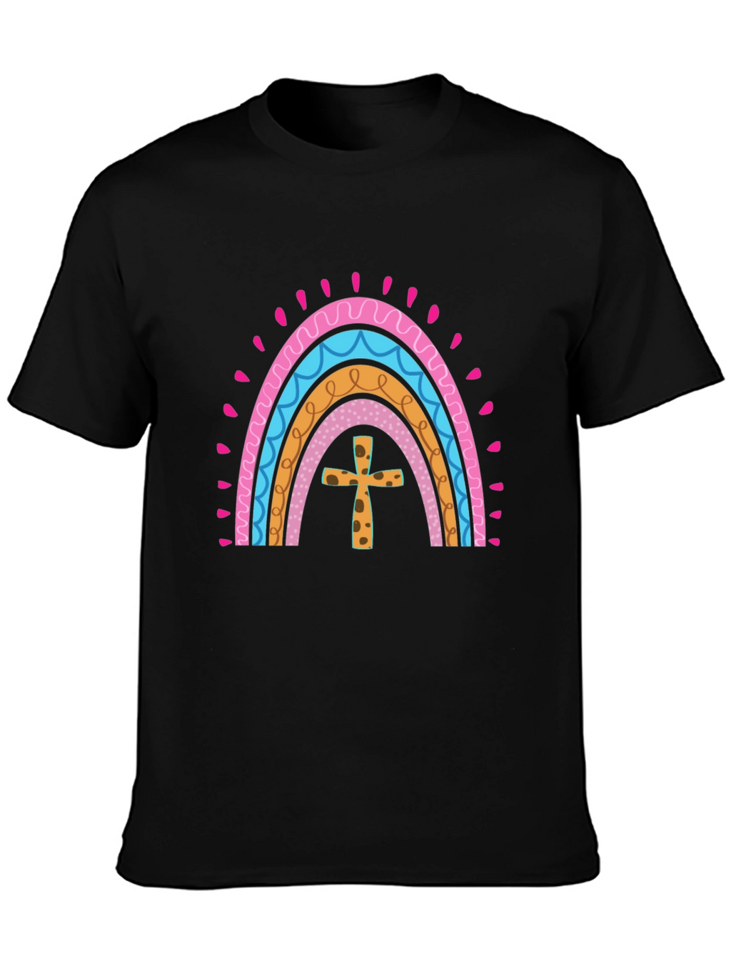 Rainbow Cross Graphic Tee - Stylish Christian Apparel