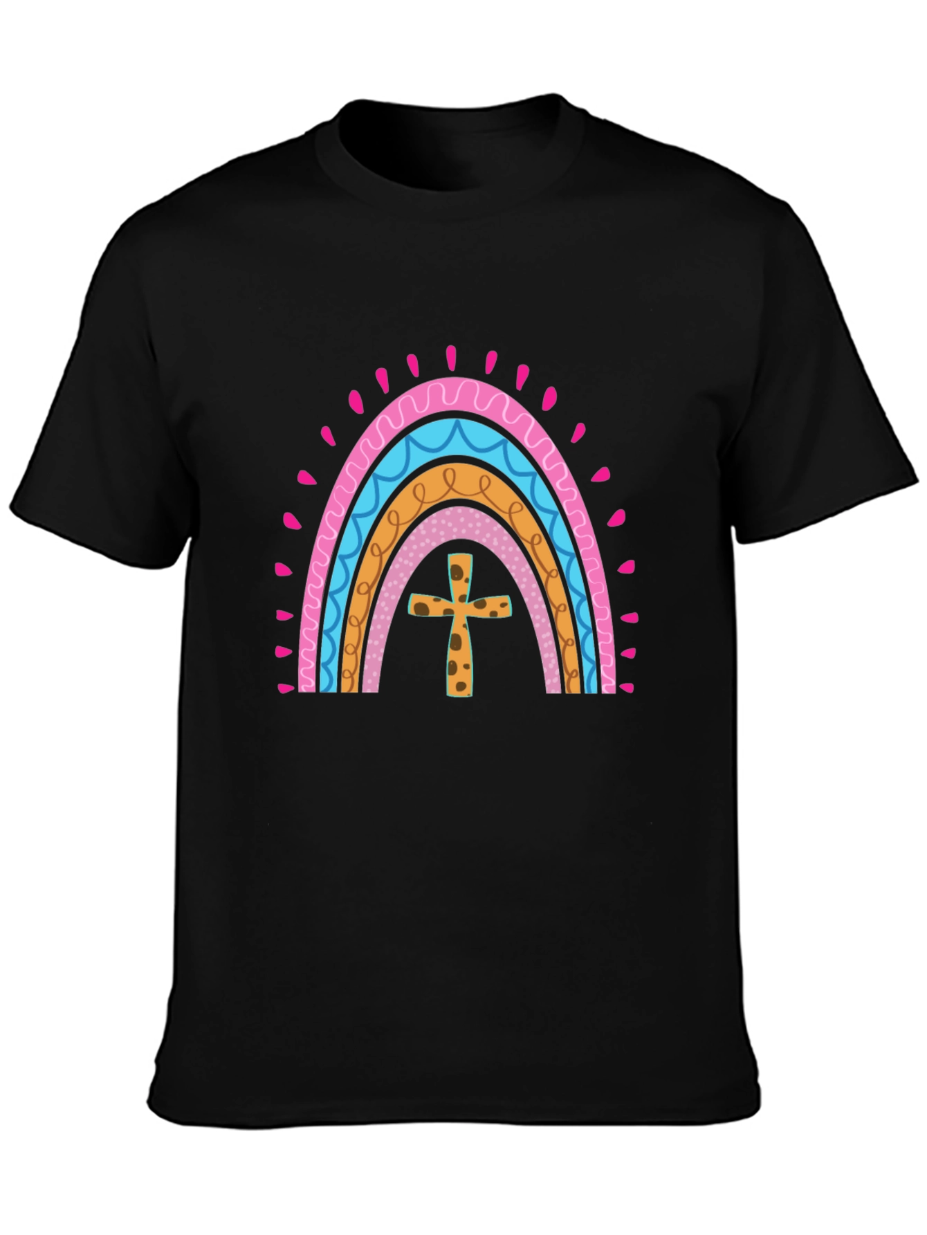 Rainbow Cross Graphic Tee - Stylish Christian Apparel