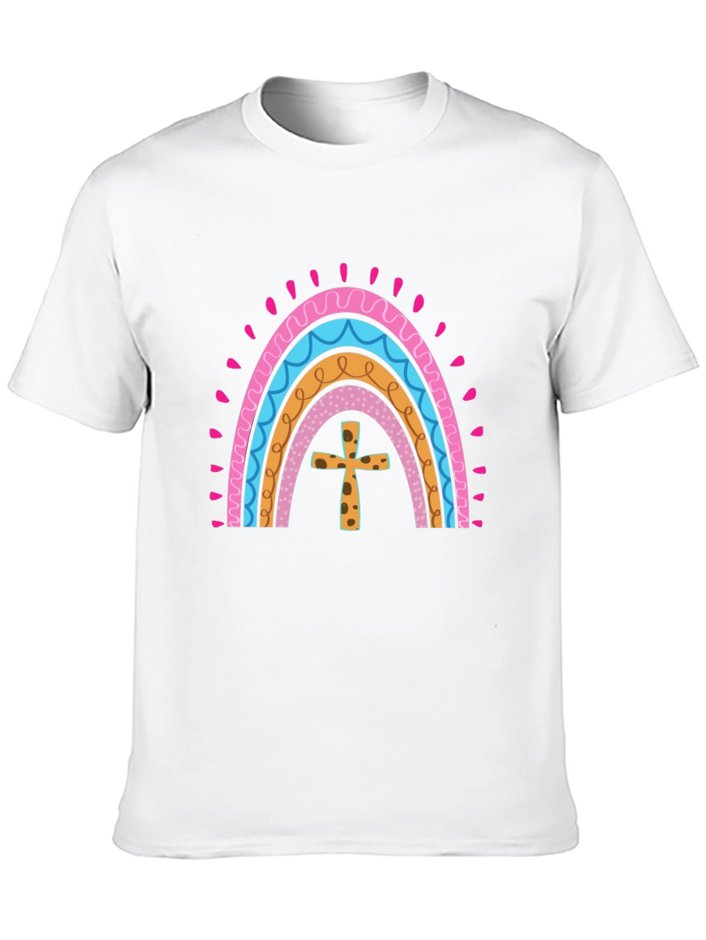 Rainbow Cross Graphic Tee - Stylish Christian Apparel