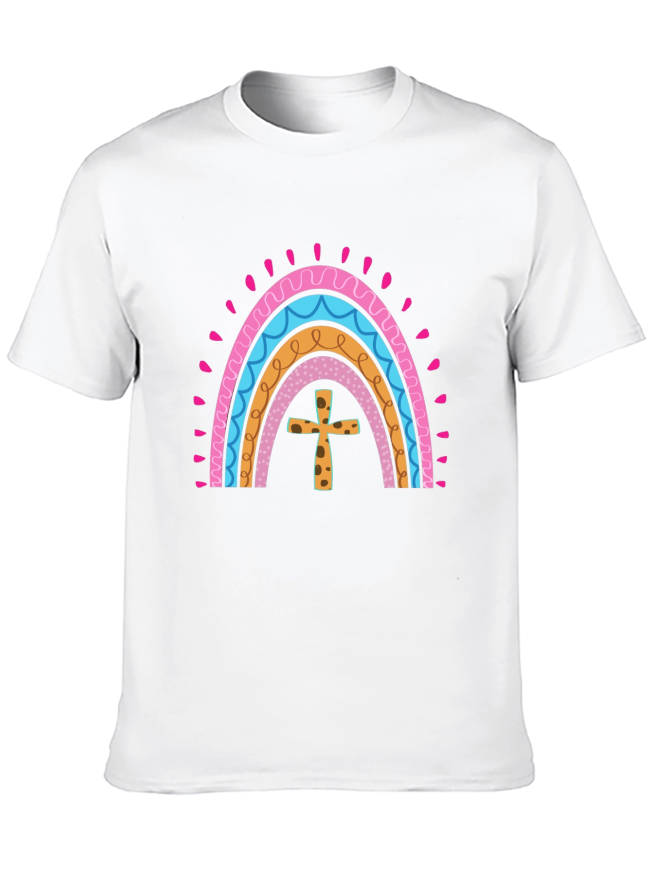 Rainbow Cross Graphic Tee - Stylish Christian Apparel