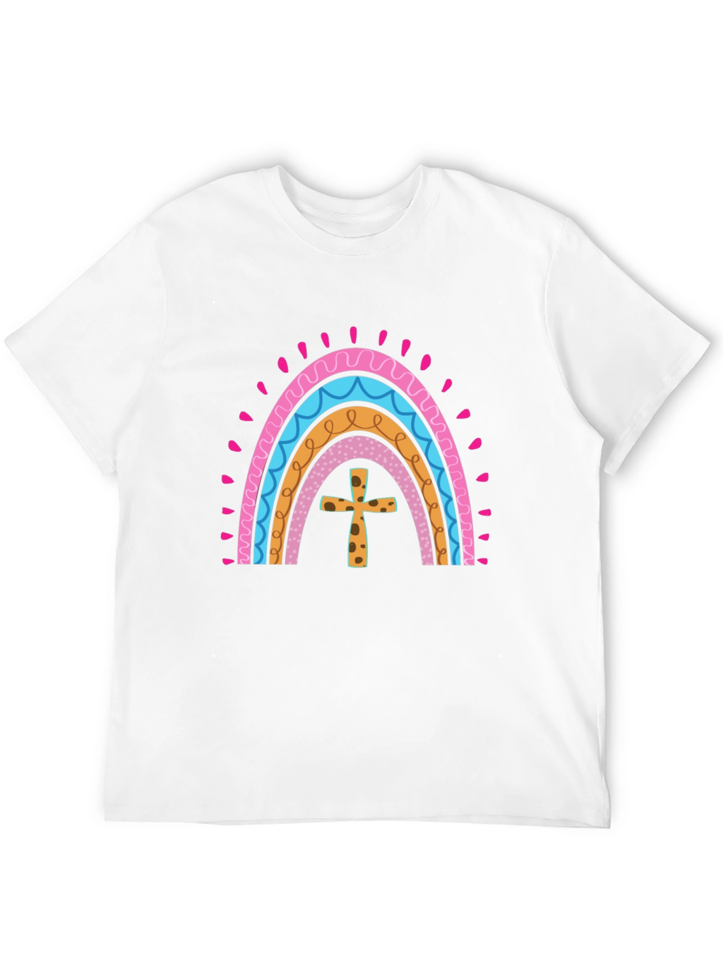 Rainbow Cross Graphic Tee - Stylish Christian Apparel
