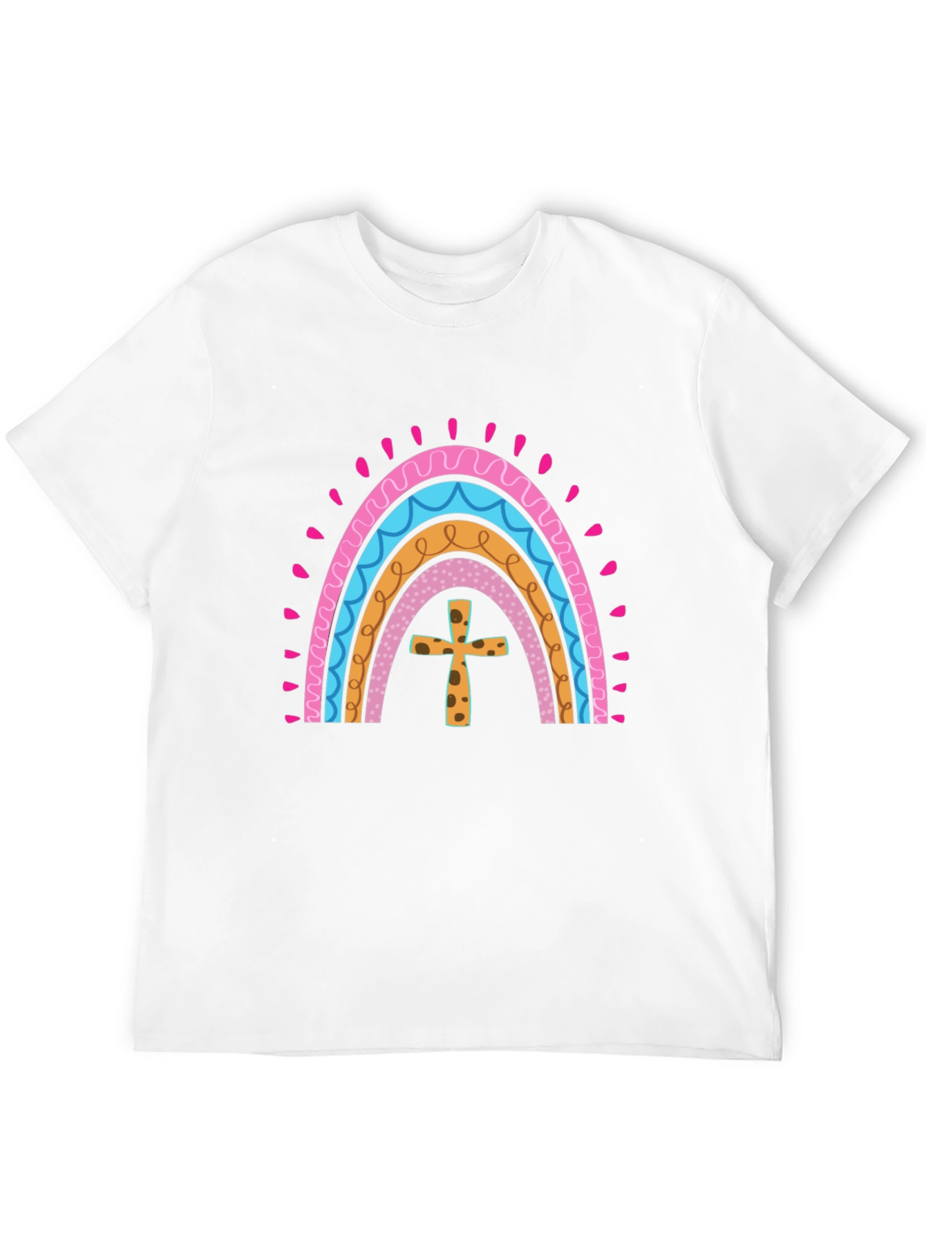 Rainbow Cross Graphic Tee - Stylish Christian Apparel