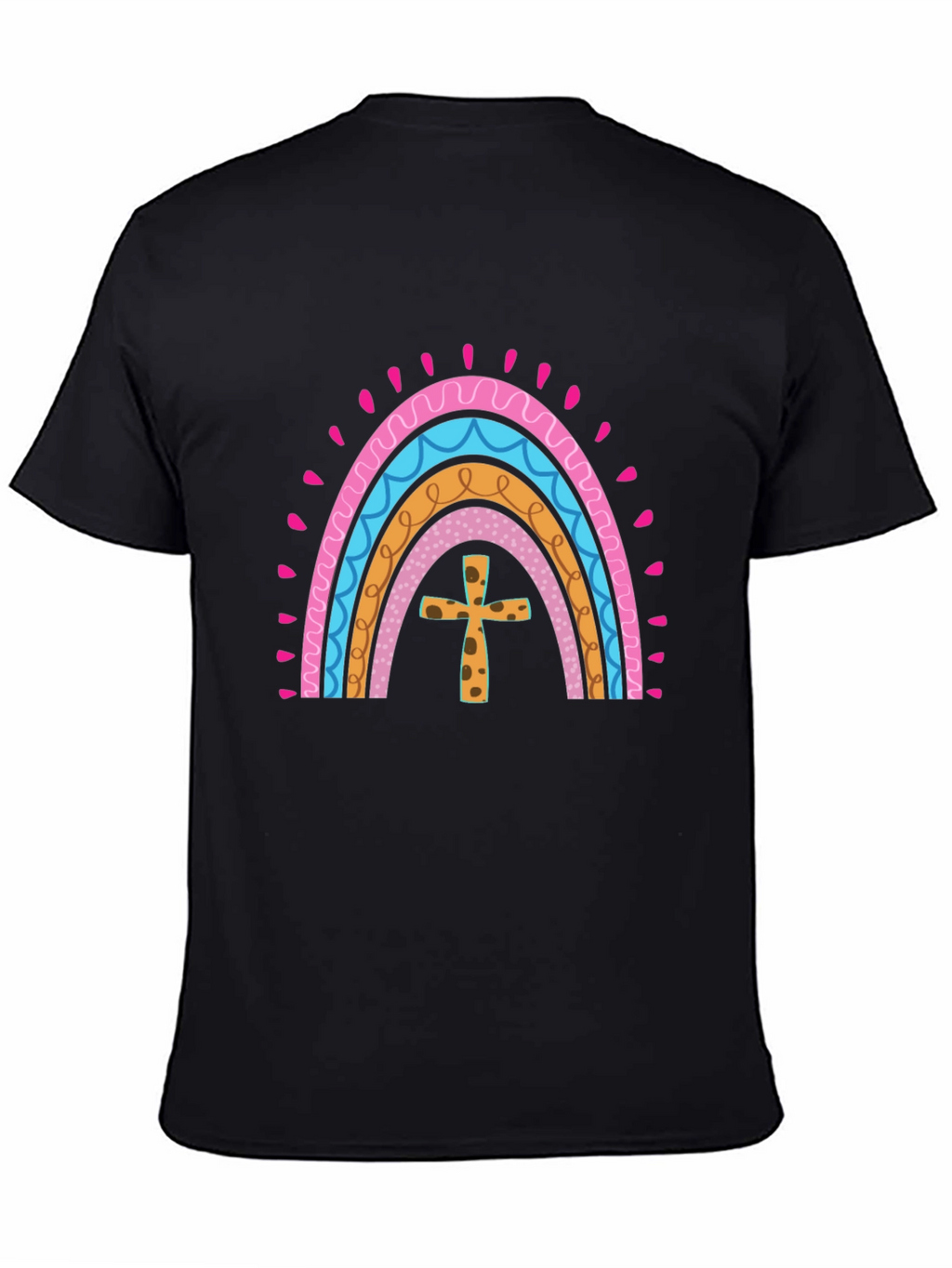 Rainbow Cross Graphic Tee - Stylish Christian Apparel