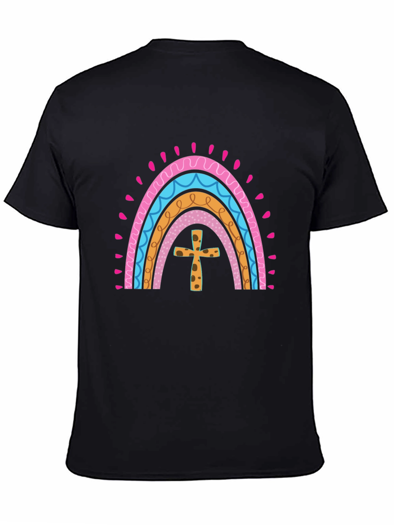 Rainbow Cross Graphic Tee - Stylish Christian Apparel