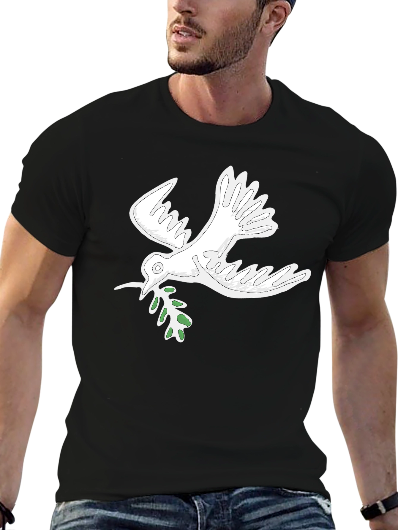 Peace Dove Graphic Tee - Black Cotton Blend Comfort Fit