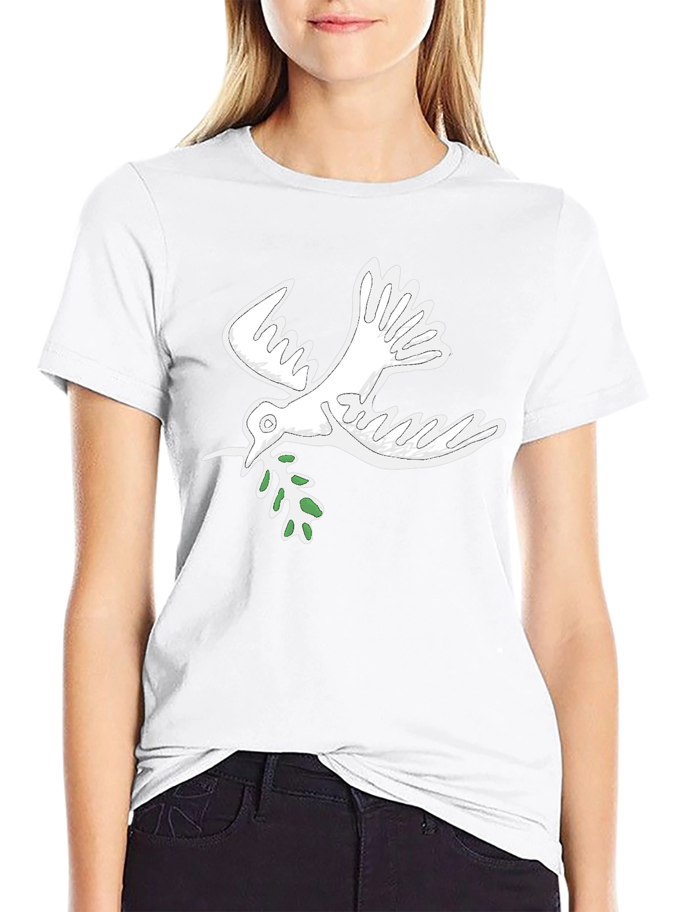 Peace Dove Graphic Tee - Black Cotton Blend Comfort Fit