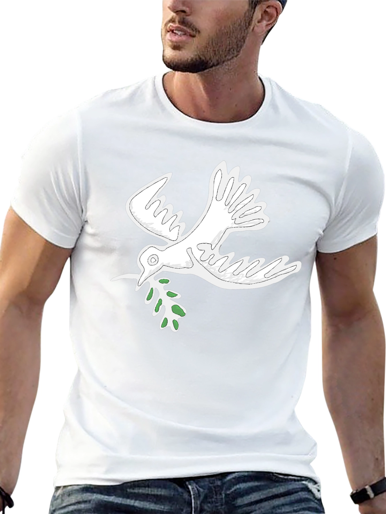 Peace Dove Graphic Tee - Black Cotton Blend Comfort Fit