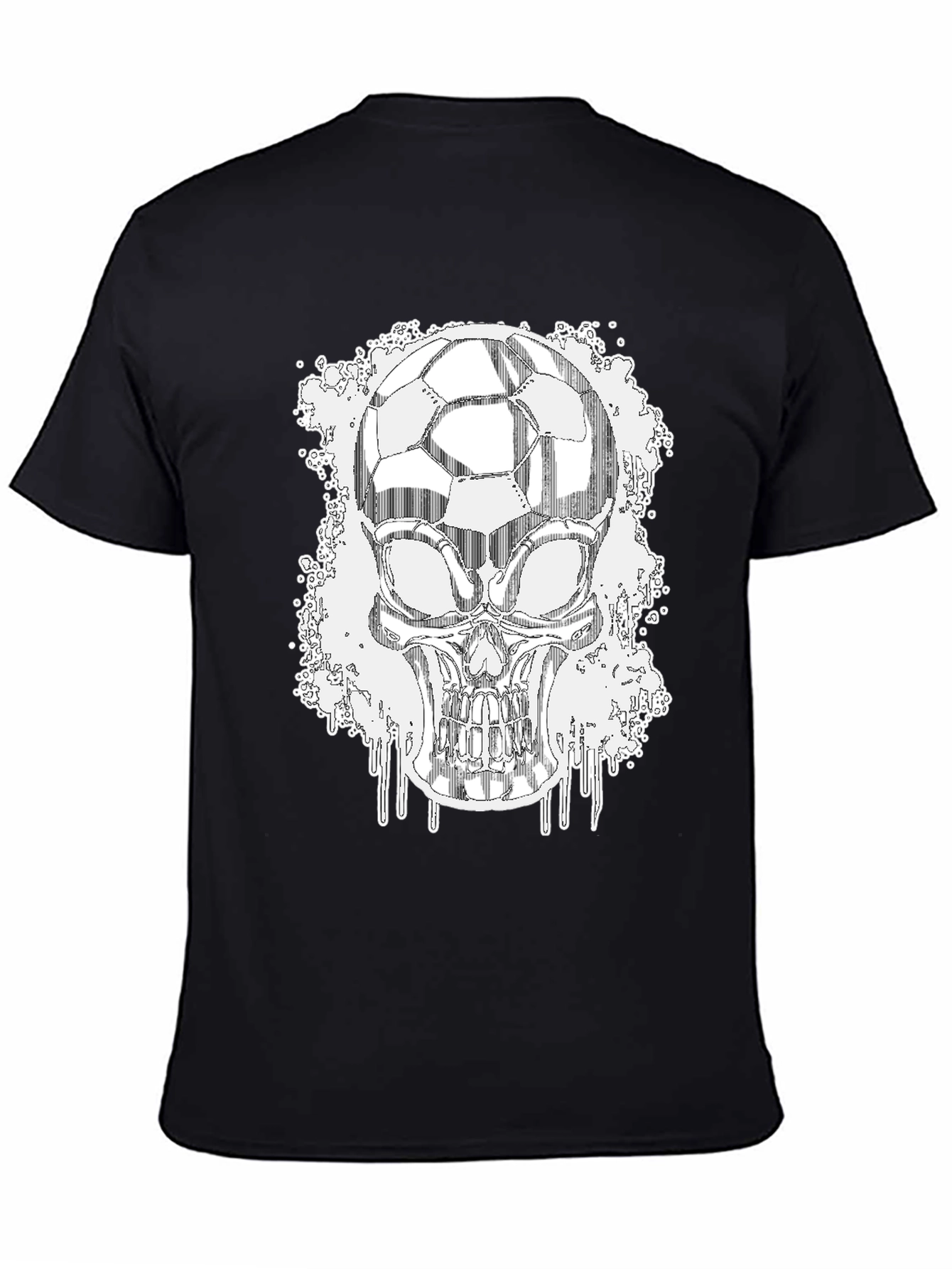 Soccer Skull Graphic Tee - Black Short Sleeve