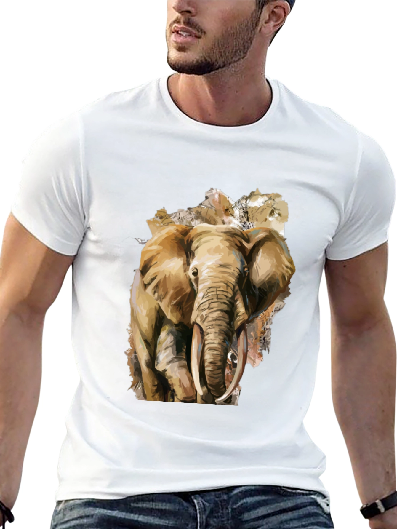 Elephant Graphic Tee - Black Cotton T-Shirt