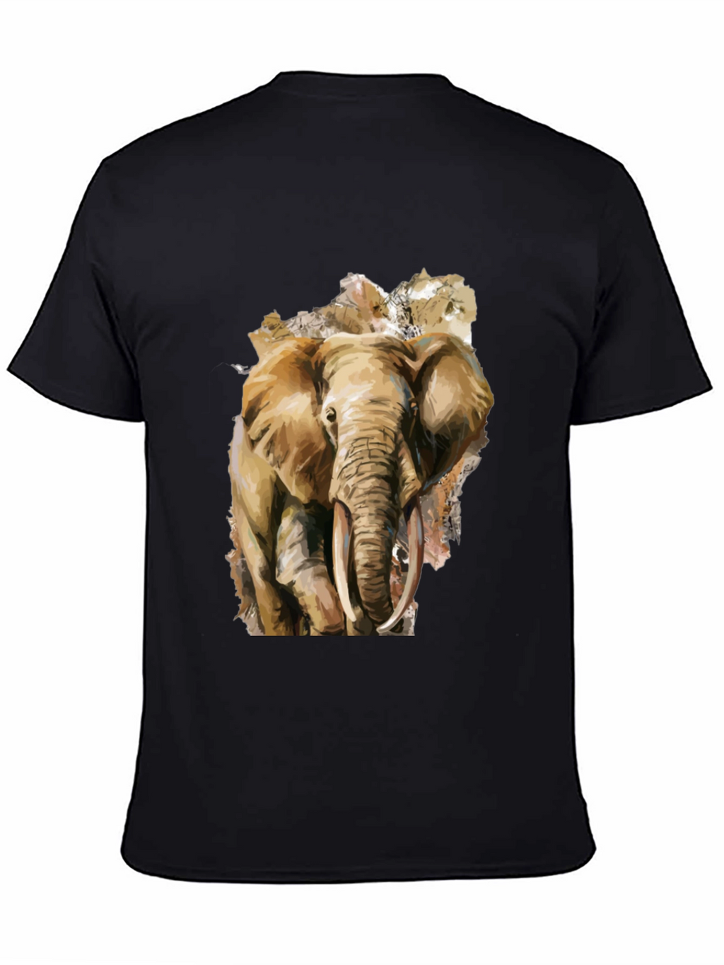 Elephant Graphic Tee - Black Cotton T-Shirt