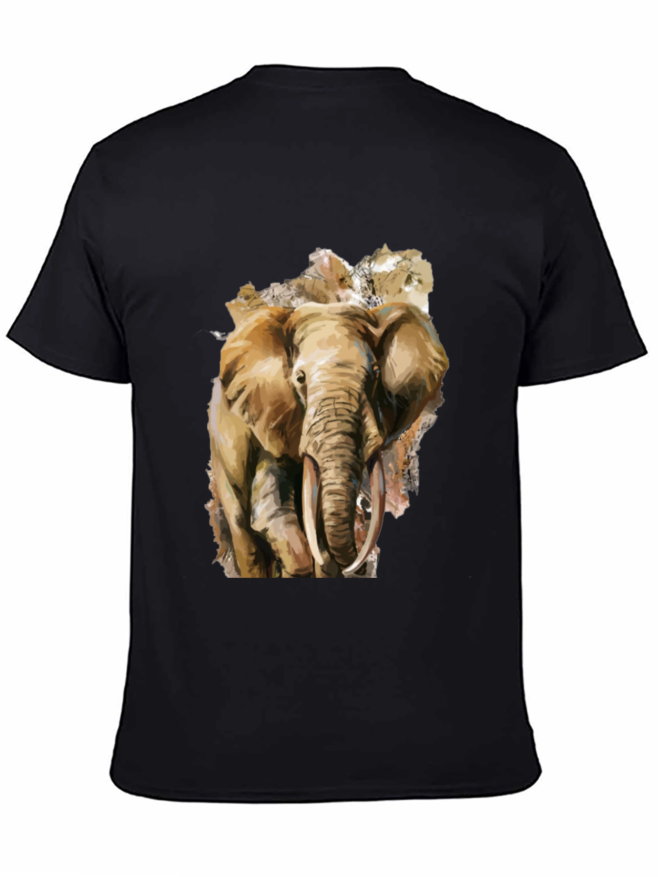 Elephant Graphic Tee - Black Cotton T-Shirt