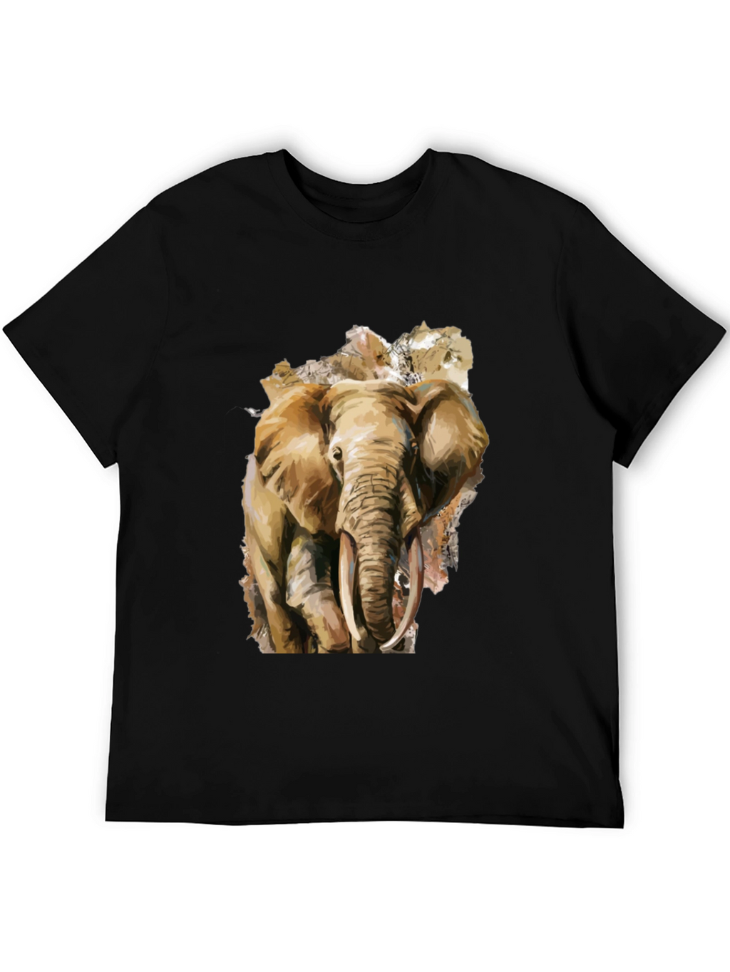 Elephant Graphic Tee - Black Cotton T-Shirt