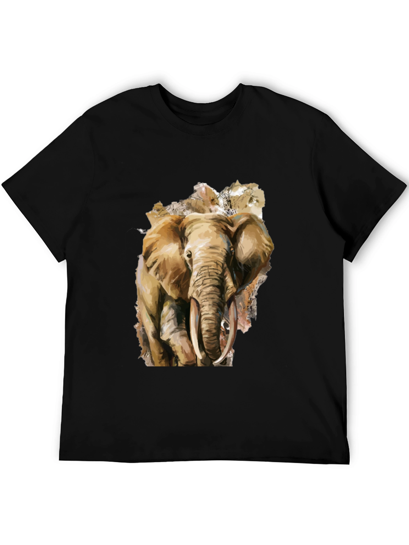 Elephant Graphic Tee - Black Cotton T-Shirt