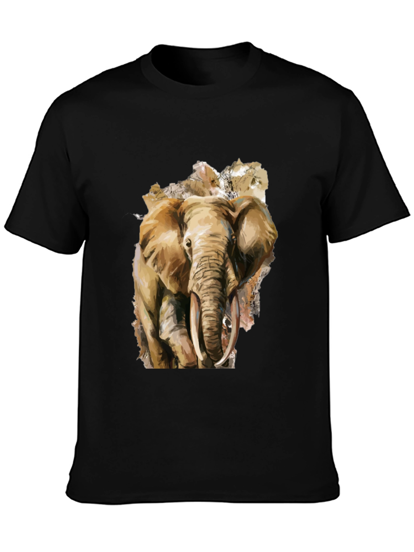 Elephant Graphic Tee - Black Cotton T-Shirt