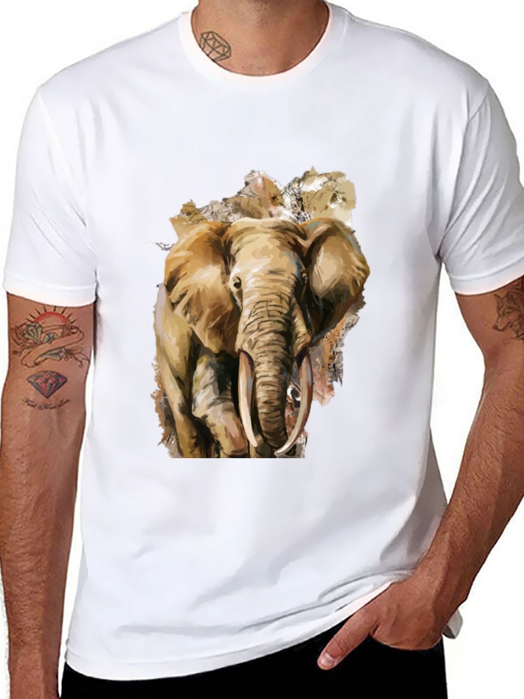 Elephant Graphic Tee - Black Cotton T-Shirt