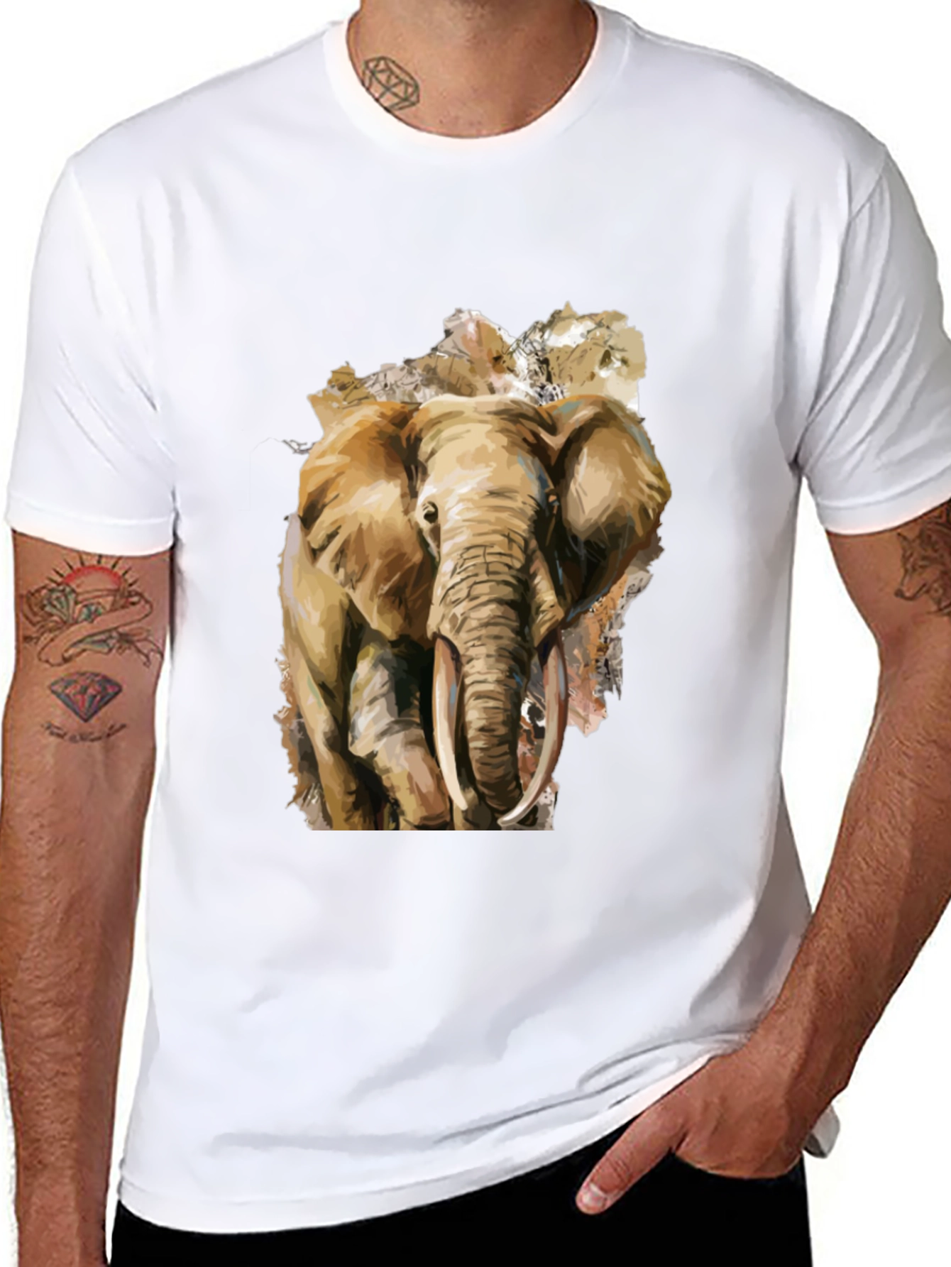Elephant Graphic Tee - Black Cotton T-Shirt