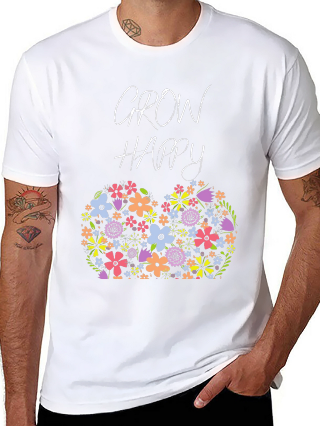 Grow Happy Floral Graphic T-Shirt