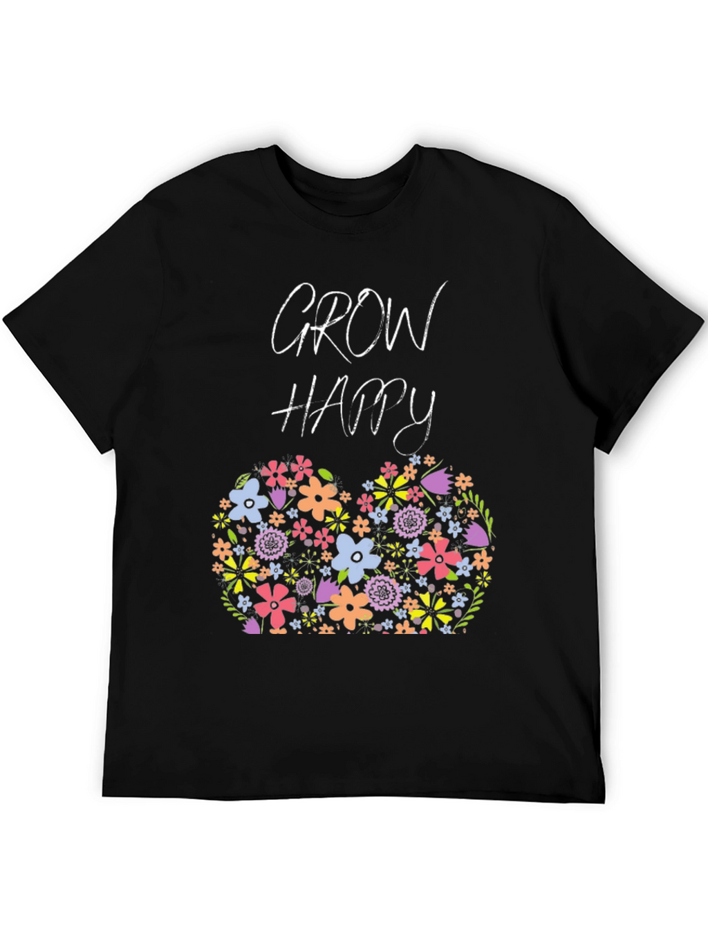 Grow Happy Floral Graphic T-Shirt