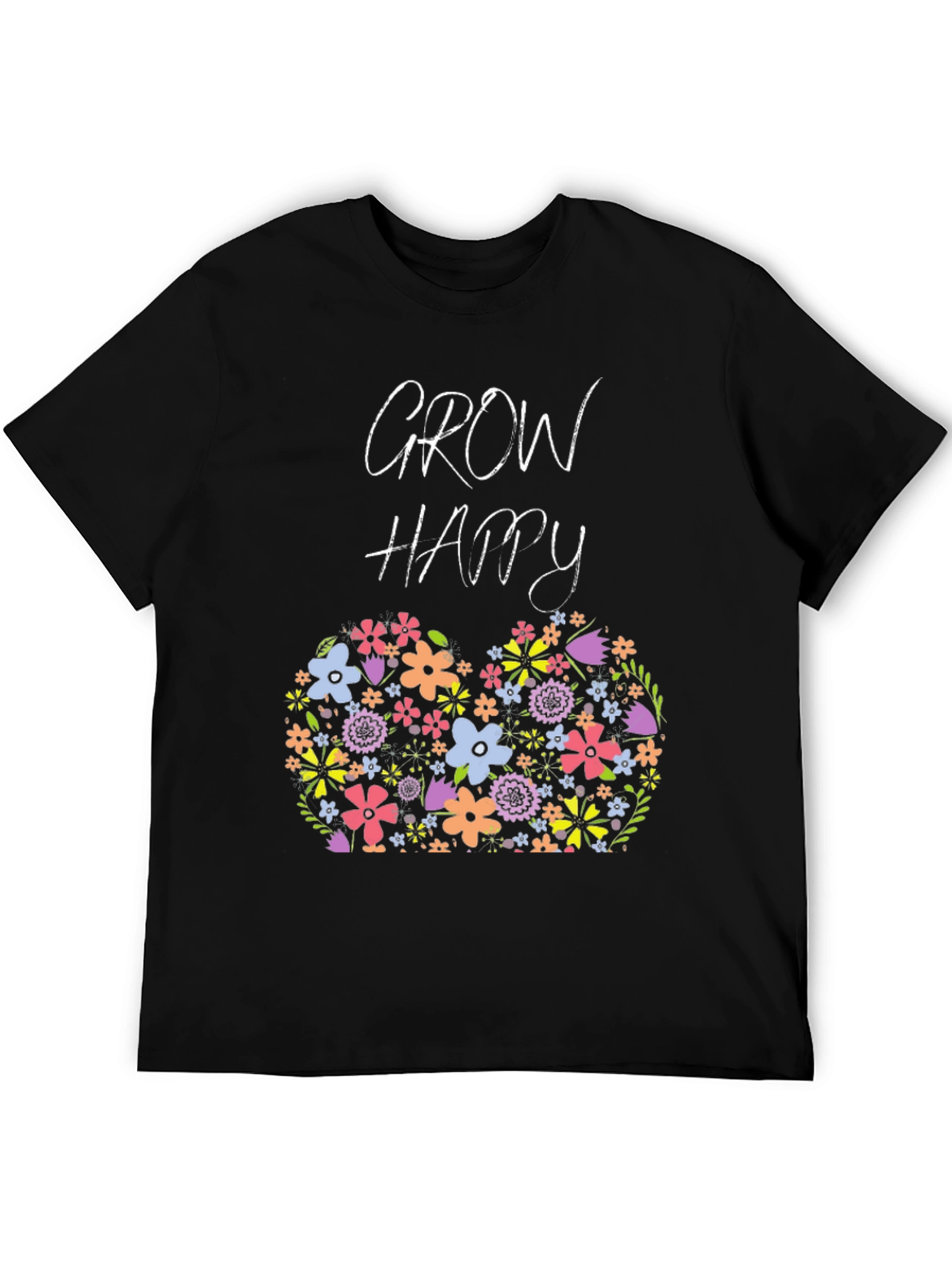 Grow Happy Floral Graphic T-Shirt