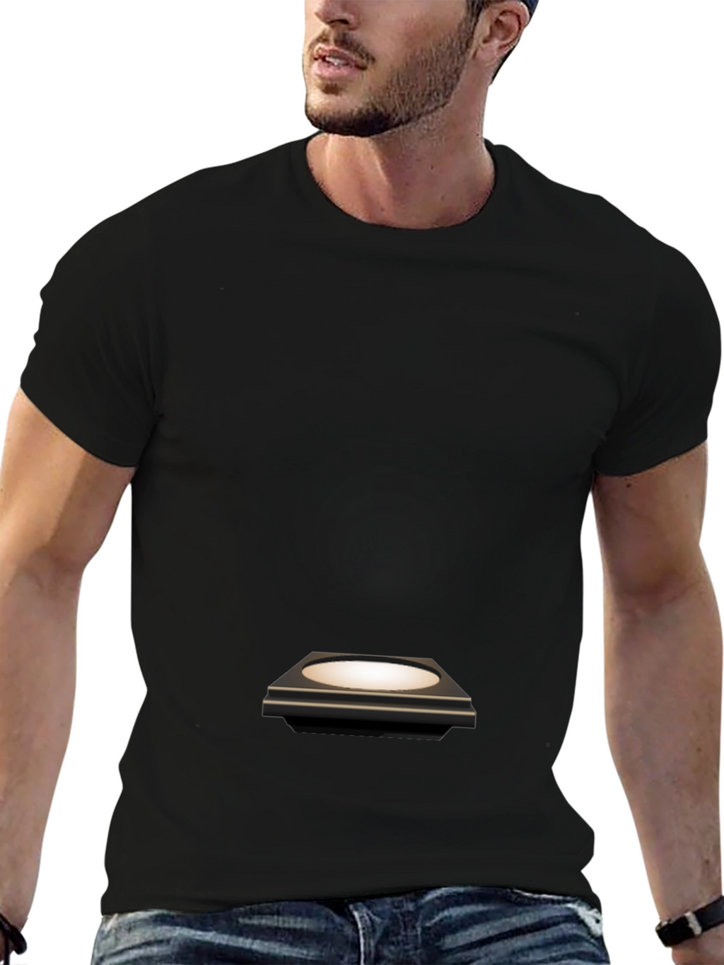 Mens Black T-Shirt with Platform Graphic
