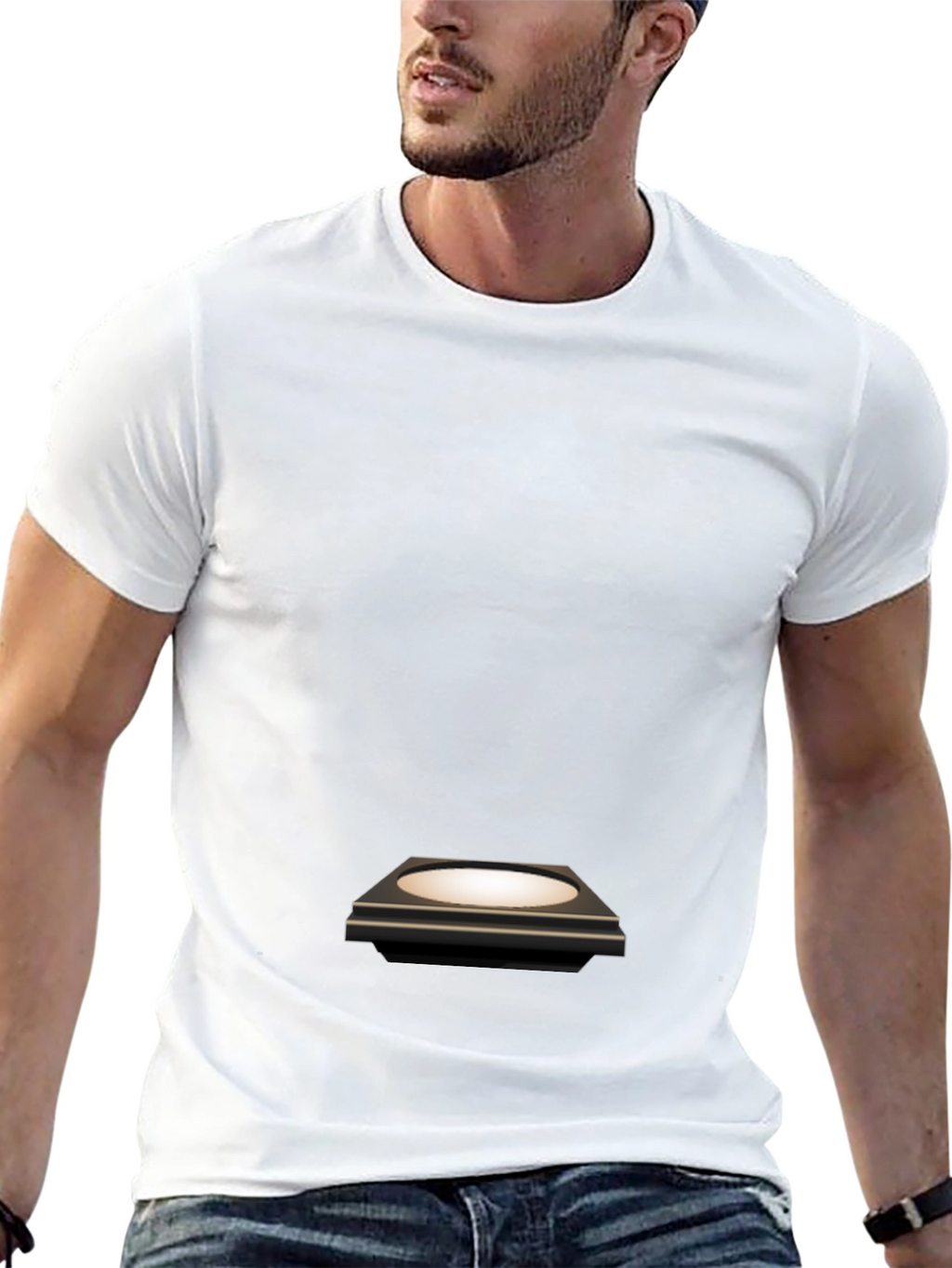 Mens Black T-Shirt with Platform Graphic