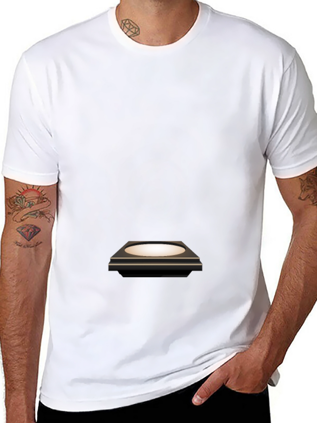 Mens Black T-Shirt with Platform Graphic