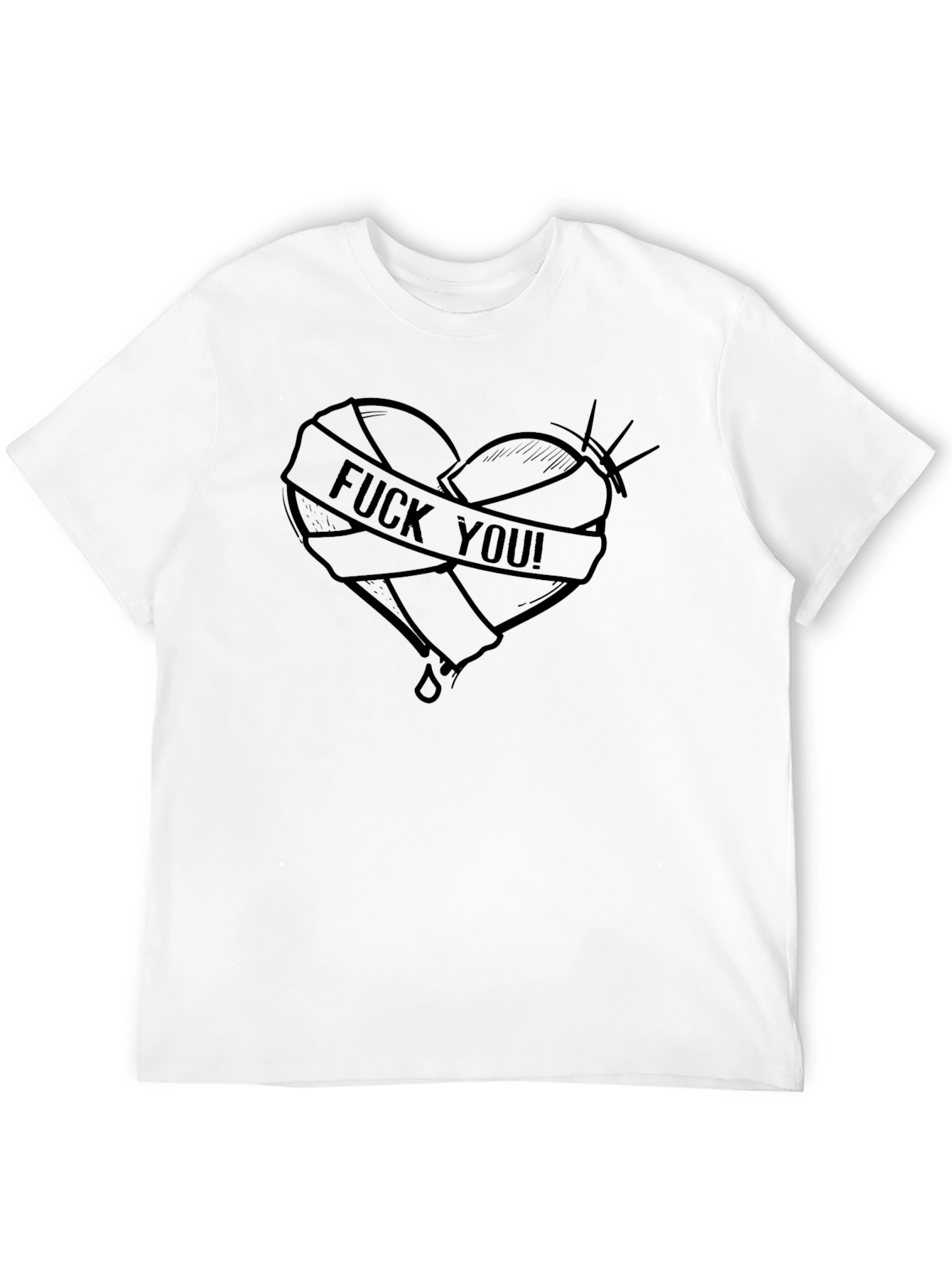 Edgy Heart Tattoo Graphic T-Shirt - Black