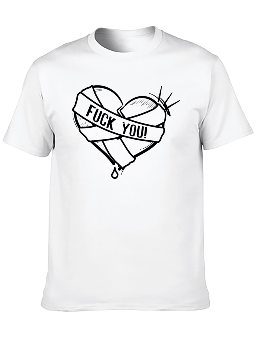 Edgy Heart Tattoo Graphic T-Shirt - Black
