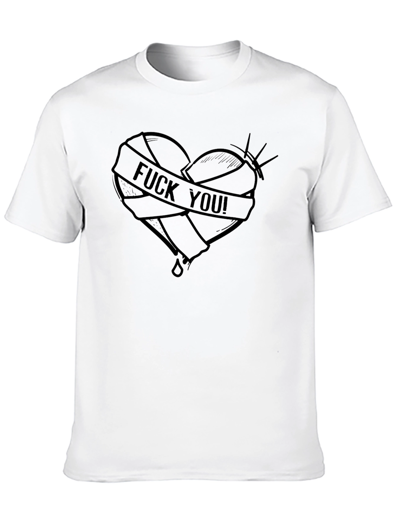 Edgy Heart Tattoo Graphic T-Shirt - Black