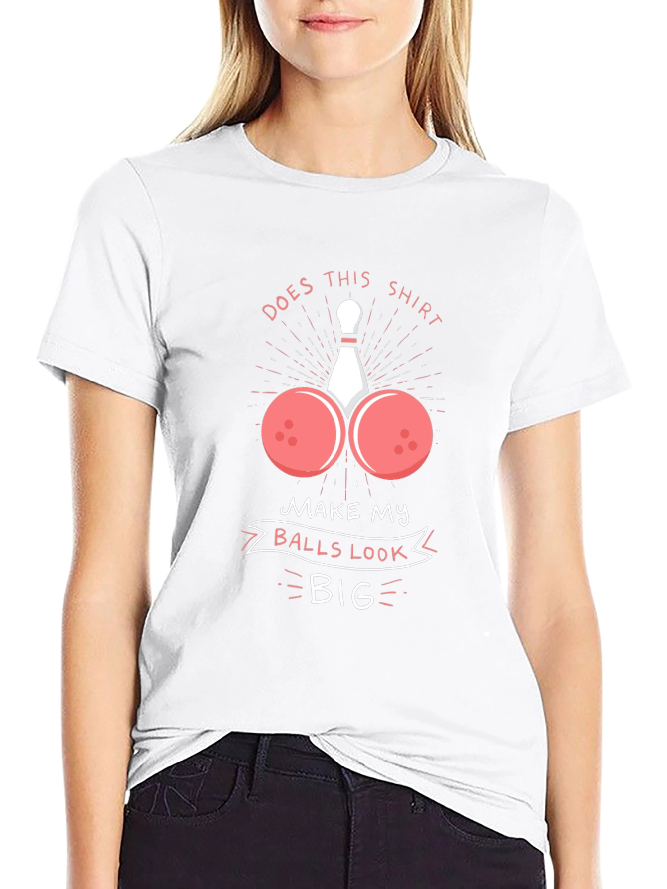 Humorous Bowling Ball T-Shirt - Balls Look Big!